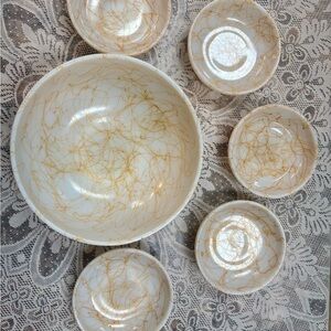 Hazel Atlas Caramel Drizzle Bowl Set